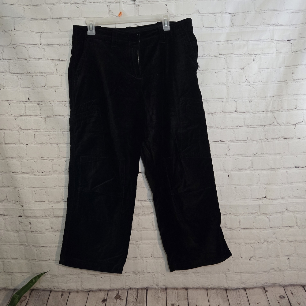 Sundance Women's Size 12 Black Velvet Cargo Crop Pants Patch Knees Goth